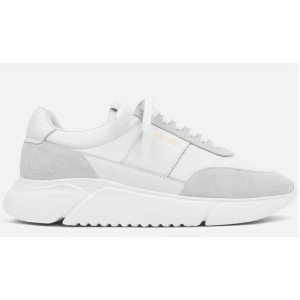 Axel Arigato Women's White Gray Genesis Vintage Leather and Suede Runner Shoes